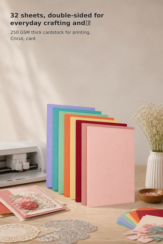 32-Sheet Double-Sided 250 GSM Colored Cardstock