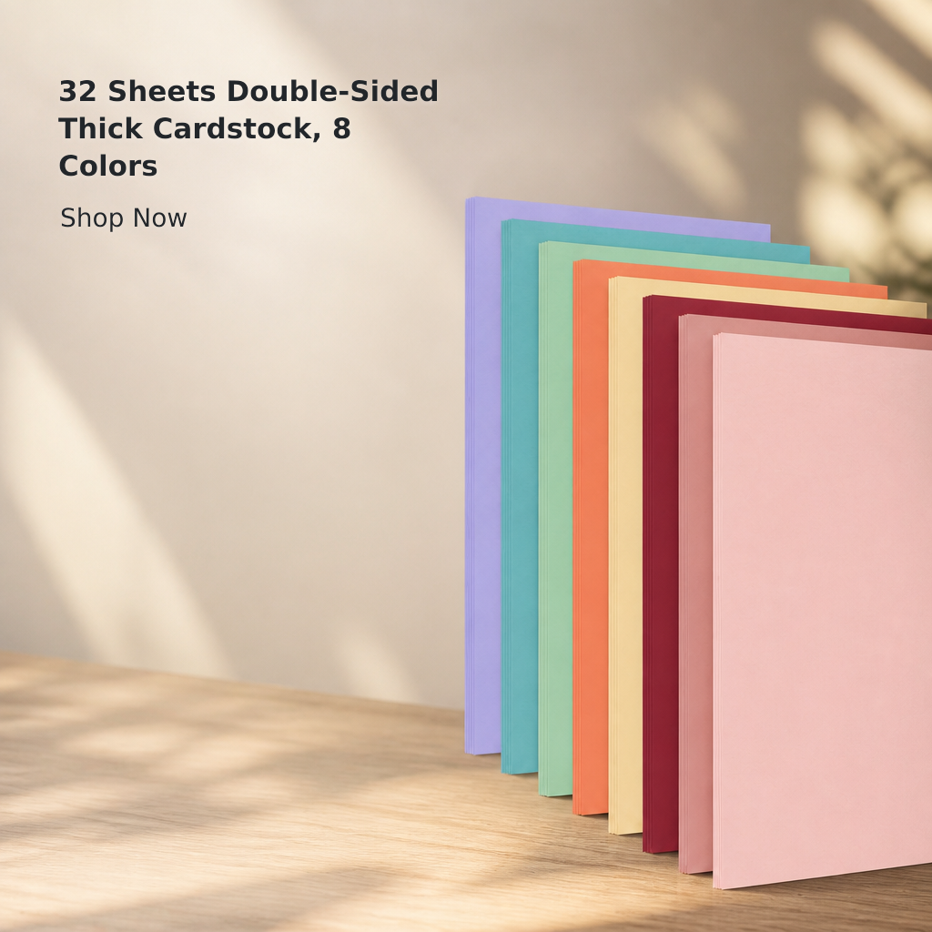 32-Sheet Double-Sided 250 GSM Colored Cardstock