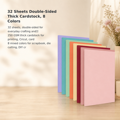 32-Sheet Double-Sided 250 GSM Colored Cardstock