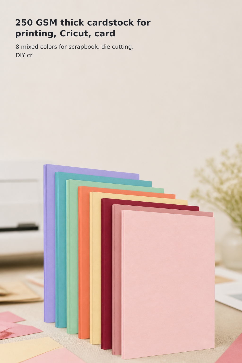 32-Sheet Double-Sided 250 GSM Colored Cardstock